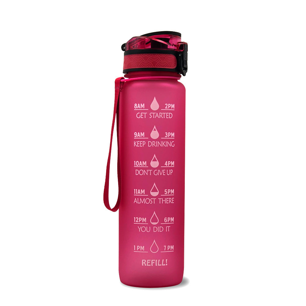 Botella de agua Tritan 1L con marcador de tiempo cubierta de rebote botella de agua motivacional ciclismo copa a prueba de fugas para botellas deportivas de Fitness